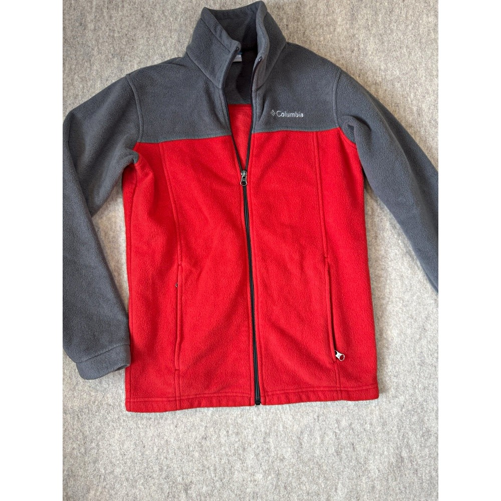 Columbia Unisex Kids S Red/Gray Colorblock Full Zip Fleece Jacket